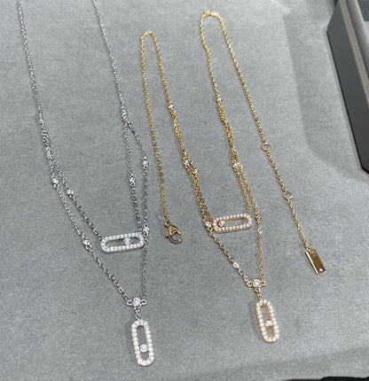 [⭐Novea]MOVE 2 ROW DIAMOND NECKLACE