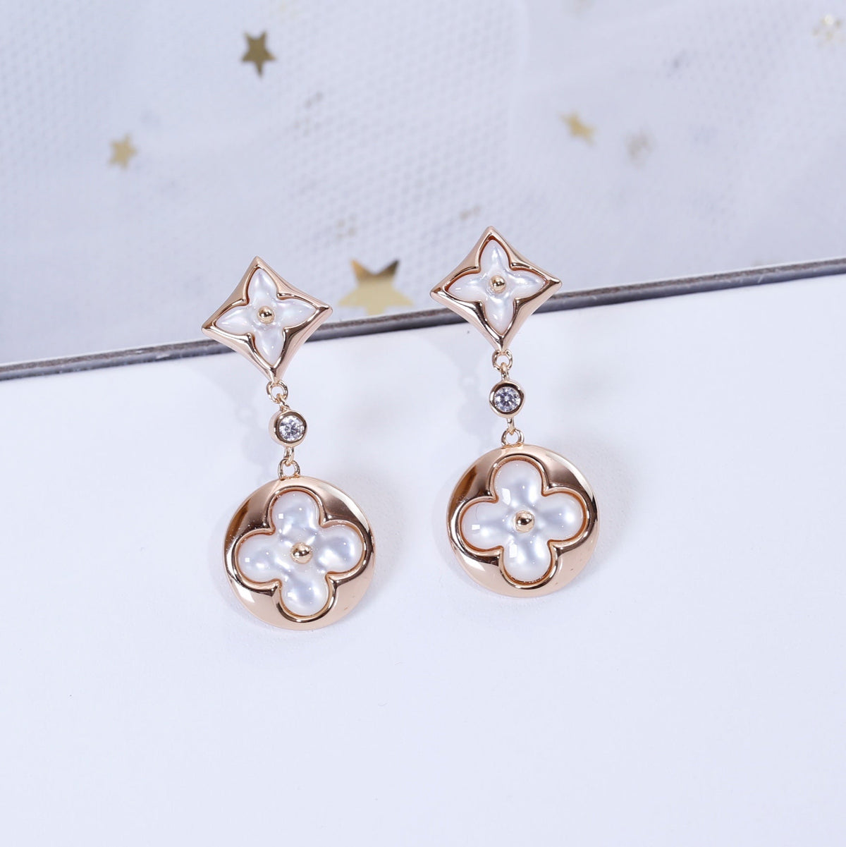 [⭐Novea]STAR AND SUN PINK GOLD MOP DROP EARRINGS