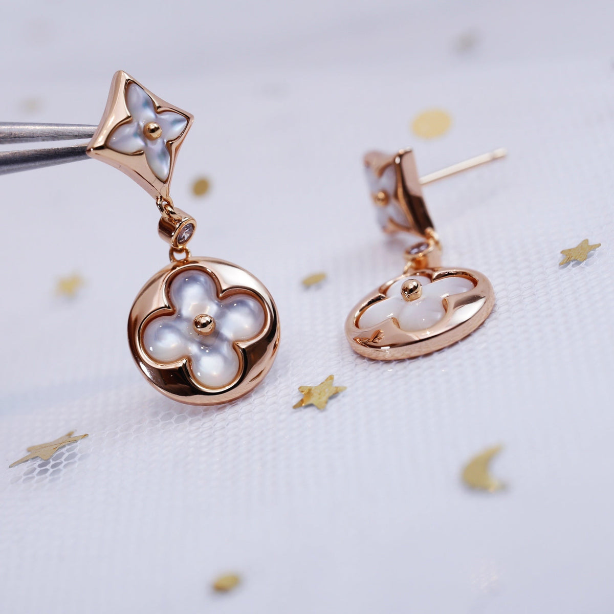 [⭐Novea]STAR AND SUN PINK GOLD MOP DROP EARRINGS