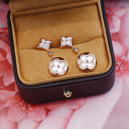 [⭐Novea]STAR AND SUN PINK GOLD MOP DROP EARRINGS