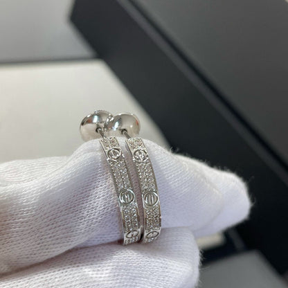 [⭐Novea]LOVE DIAMOND SILVER HOOP EARRINGS