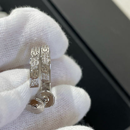 [⭐Novea]LOVE DIAMOND SILVER HOOP EARRINGS