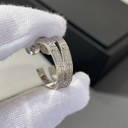 [⭐Novea]LOVE DIAMOND SILVER HOOP EARRINGS