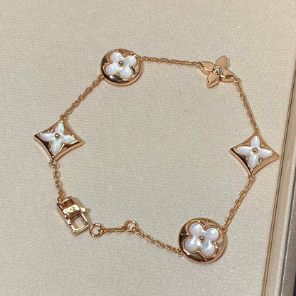 [⭐Novea]STAR AND SUN 5 MOTIF MOP PINK GOLD BRACELET