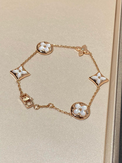 [⭐Novea]STAR AND SUN 5 MOTIF MOP PINK GOLD BRACELET