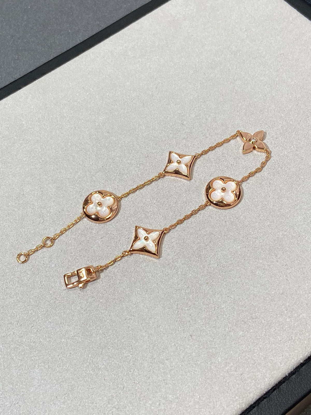 [⭐Novea]STAR AND SUN 5 MOTIF MOP PINK GOLD BRACELET