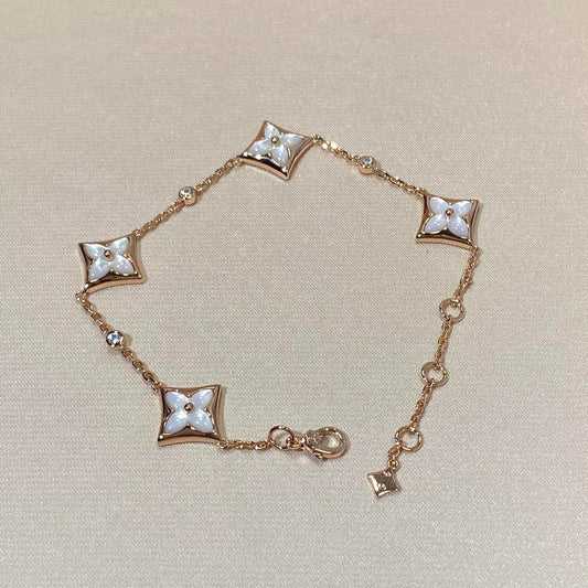 [⭐Novea]STAR 4 MOTIF MOP DIAMOND PINK GOLD BRACELET
