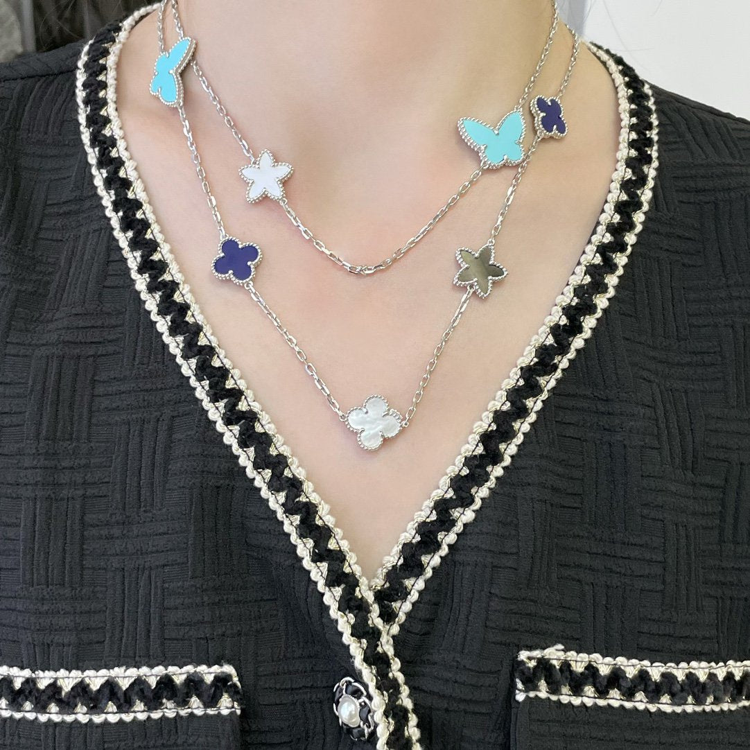 [⭐Novea]LUCKY CLOVER SILVER 11 MOTIF NECKLACE