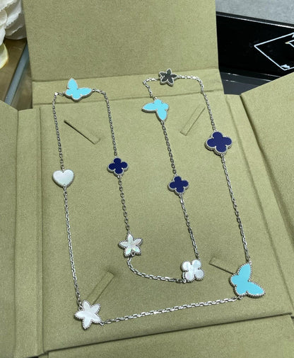 [⭐Novea]LUCKY CLOVER SILVER 11 MOTIF NECKLACE