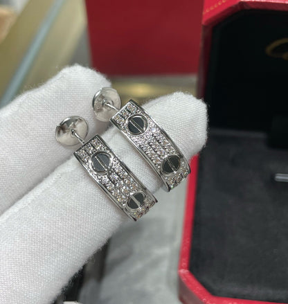 [⭐Novea]LOVE CERAMIC DIAMOND PAVED SILVER EARRINGS