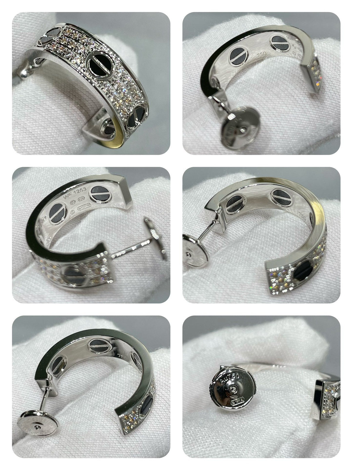 [⭐Novea]LOVE CERAMIC DIAMOND PAVED SILVER EARRINGS