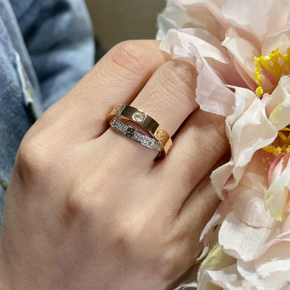 [⭐Novea]LOVE PINK GOLD SILVER DIAMOND DOUBLE RING