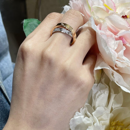 [⭐Novea]LOVE PINK GOLD SILVER DIAMOND DOUBLE RING