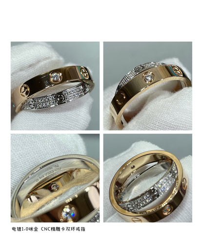 [⭐Novea]LOVE PINK GOLD SILVER DIAMOND DOUBLE RING