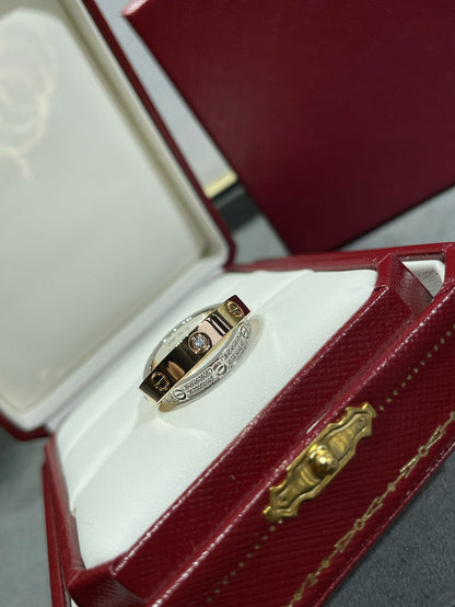 [⭐Novea]LOVE PINK GOLD SILVER DIAMOND DOUBLE RING