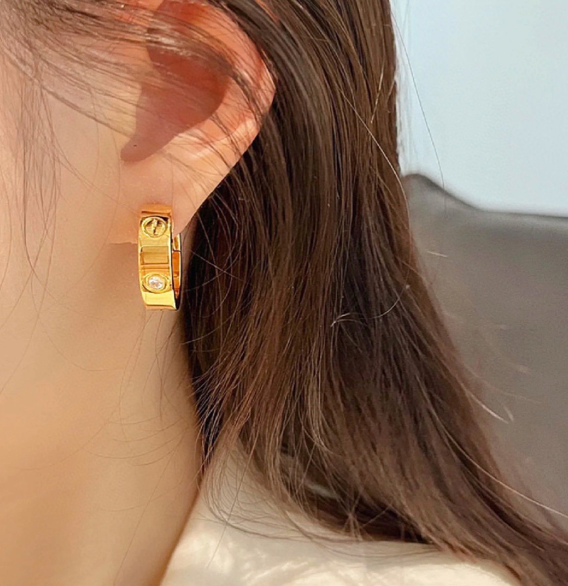 [⭐Novea]LOVE 5.5MM 1 DIAMOND EARRINGS