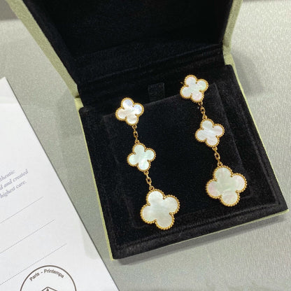 [⭐Novea]CLOVER MOP 3 MOTIFS GOLD EARRINGS
