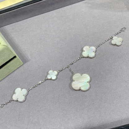 [⭐Novea]CLOVER 5 MOTIF WHITE MOP SILVER BRACELET
