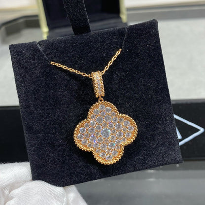 [⭐Novea]CLOVER 25MM LARGE PEDANT DIAMOND PAVED LONG NECKLACE