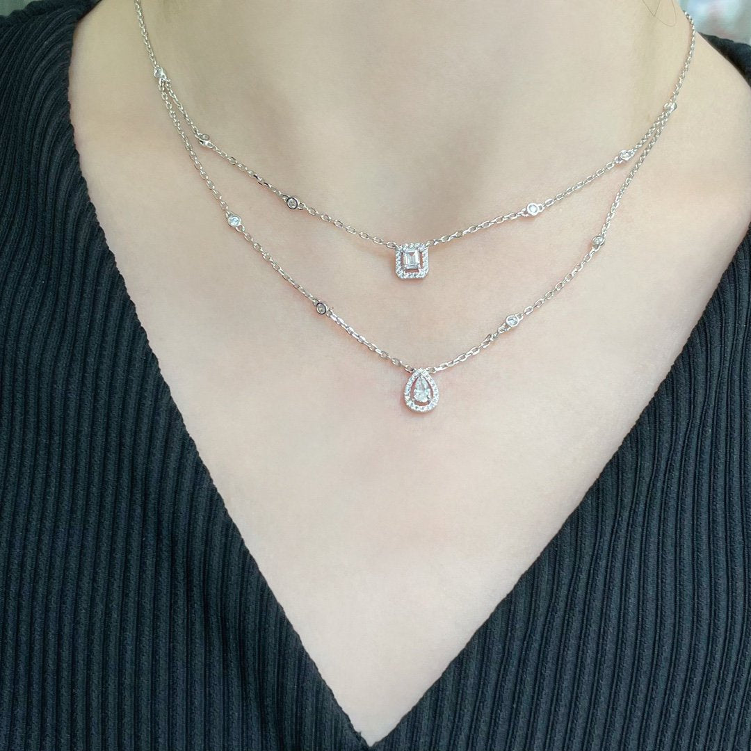 [⭐Novea]MY TWIN 2 ROW DIAMOND NECKLACE