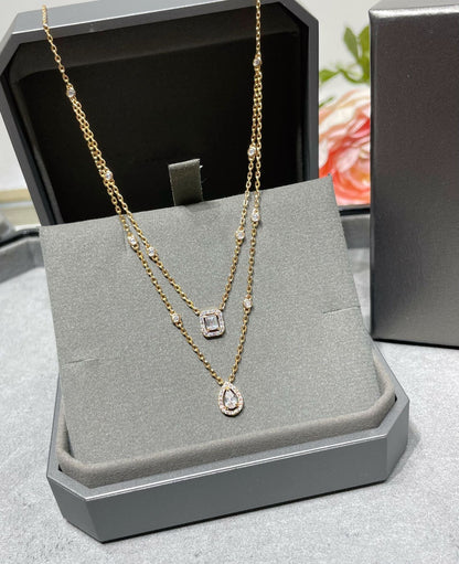 [⭐Novea]MY TWIN 2 ROW DIAMOND NECKLACE