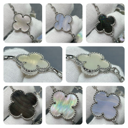 [⭐Novea]CLOVER 16 MOTIF CHALCEDONY MOP SILVER NECKLACE