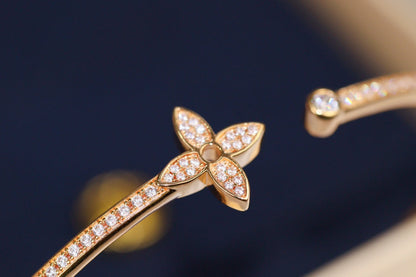 [⭐Novea]IDYLLE PINK GOLD OPEN BRACELET DIAMOND PAVED