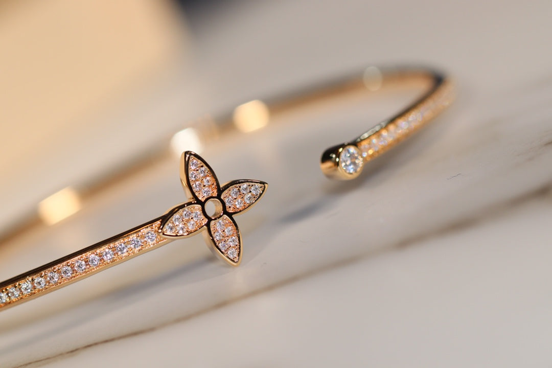 [⭐Novea]IDYLLE GOLD OPEN BRACELET DIAMOND PAVED