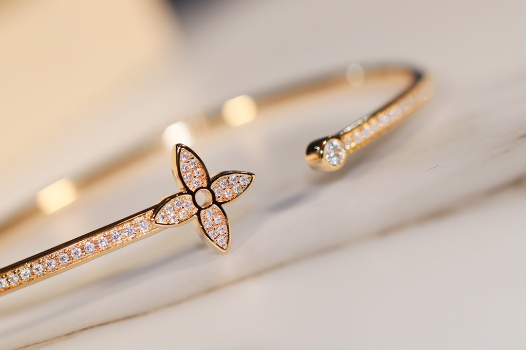 [⭐Novea]IDYLLE GOLD OPEN BRACELET DIAMOND PAVED