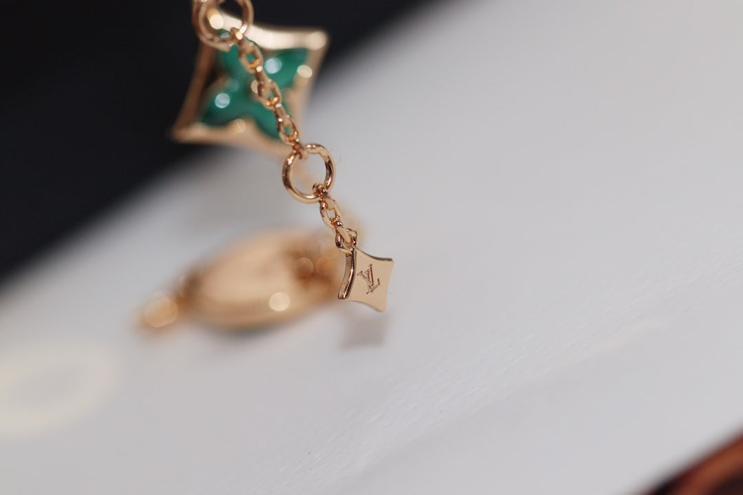 [⭐Novea]STAR AND SUN 4 MOTIF PINK GOLD MALACHITE BRACELET