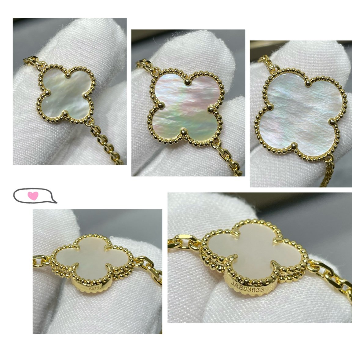 [⭐Novea]CLOVER 16 MOTIF WHITE MOP GOLD NECKLACE
