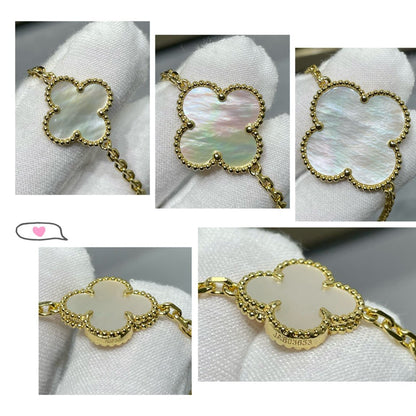 [⭐Novea]CLOVER 16 MOTIF WHITE MOP GOLD NECKLACE