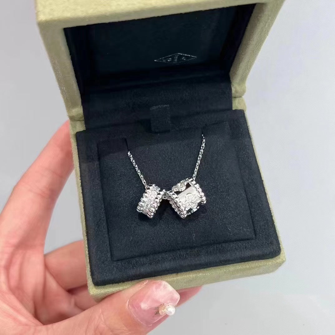 [⭐Novea]PERLEE DOUBLE PENDANT SILVER DIAMOND NECKLACE