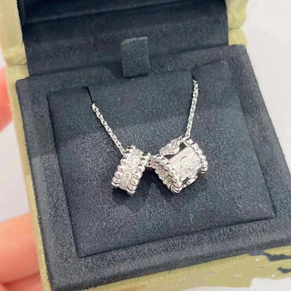 [⭐Novea]PERLEE DOUBLE PENDANT SILVER DIAMOND NECKLACE