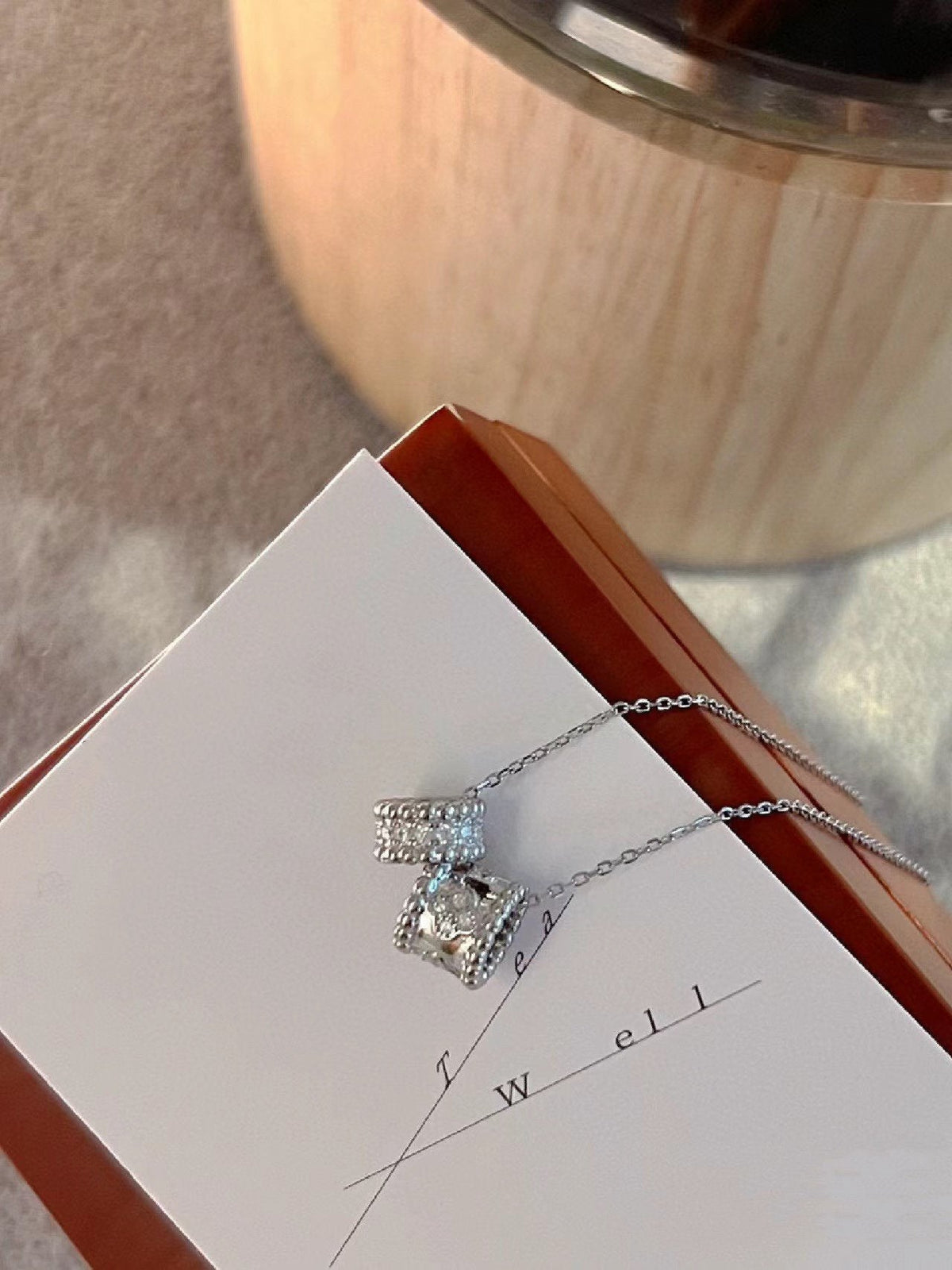 [⭐Novea]PERLEE DOUBLE PENDANT SILVER DIAMOND NECKLACE