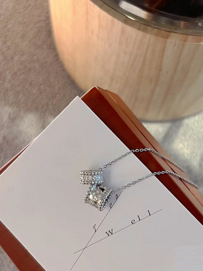 [⭐Novea]PERLEE DOUBLE PENDANT SILVER DIAMOND NECKLACE