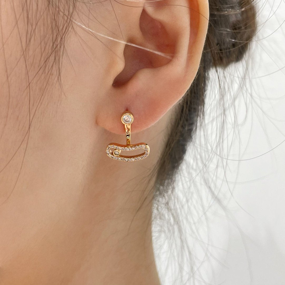 [⭐Novea]MOVE UNO PINK GOLD DIAMOND EARRINGS