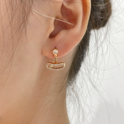 [⭐Novea]MOVE UNO PINK GOLD DIAMOND EARRINGS