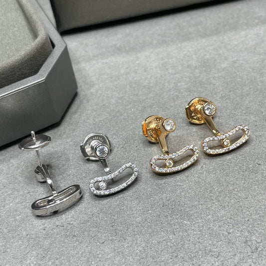[⭐Novea]MOVE UNO PINK GOLD DIAMOND EARRINGS