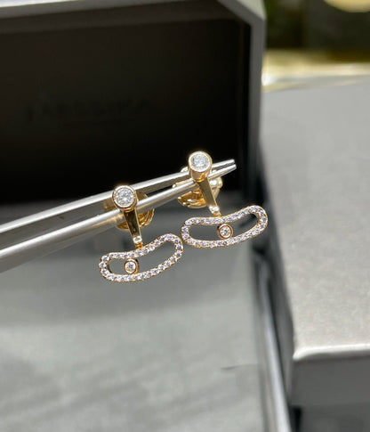 [⭐Novea]MOVE UNO PINK GOLD DIAMOND EARRINGS