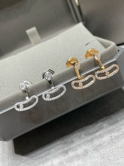 [⭐Novea]MOVE UNO PINK GOLD DIAMOND EARRINGS