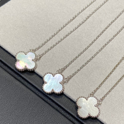 [⭐Novea]CLOVER MEDIUM SILVER WHITE MOP NECKLACE