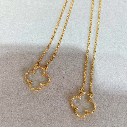 [⭐Novea]CLOVER ROCK CRYSTAL ROSE GOLD NECKLACE