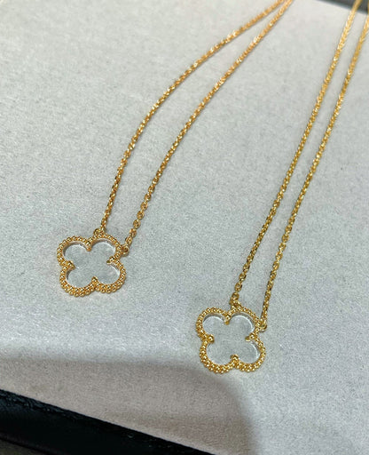 [⭐Novea]CLOVER ROCK CRYSTAL ROSE GOLD NECKLACE