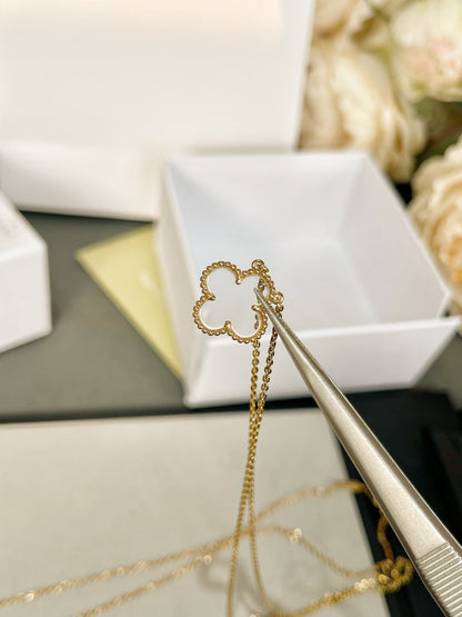 [⭐Novea]CLOVER ROCK CRYSTAL ROSE GOLD NECKLACE