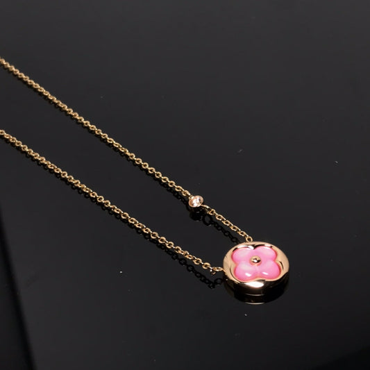 [⭐Novea]COLOR BLOSSOM PINK MOP SUN GOLD NECKLACE