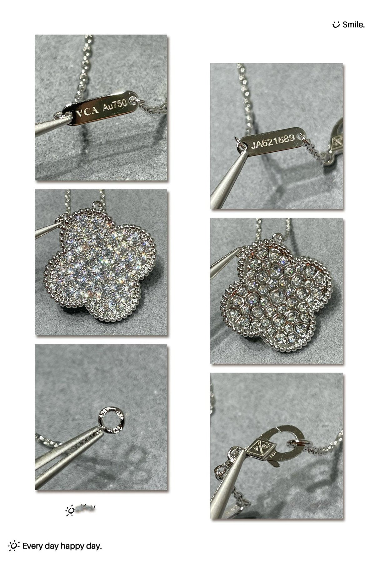 [⭐Novea]CLOVER 25MM LARGE PENDANT DIAMOND PAVED SILVER NECKLACE
