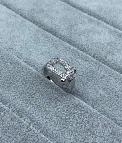 [⭐Novea]Wide Hoof-Shaped Diamond-Studded Ring