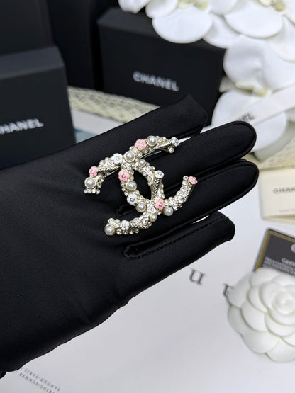 [⭐Novea]26C Pink-White Enamel Ice Cream Cone Double C Brooch
