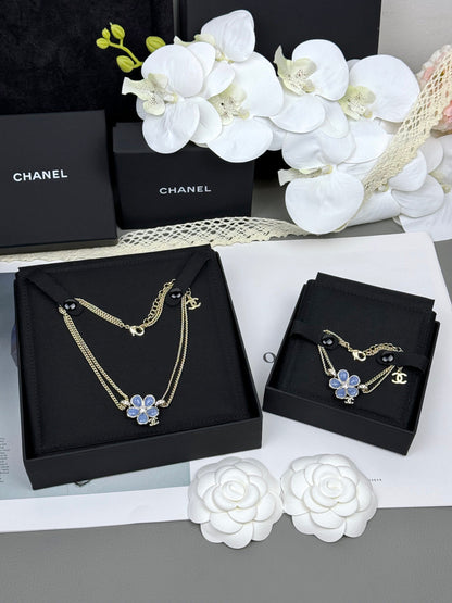 [⭐Novea]VOLTE New Blue Floral Double-Layer Bracelet